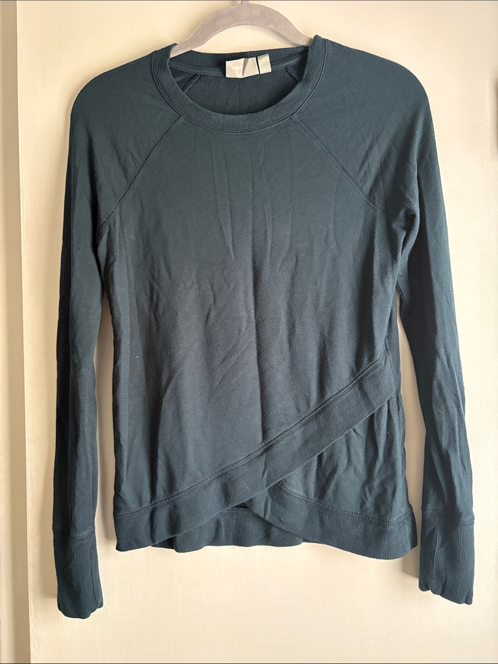 Athleta Teal Long-Sleeve Layered Hem Top